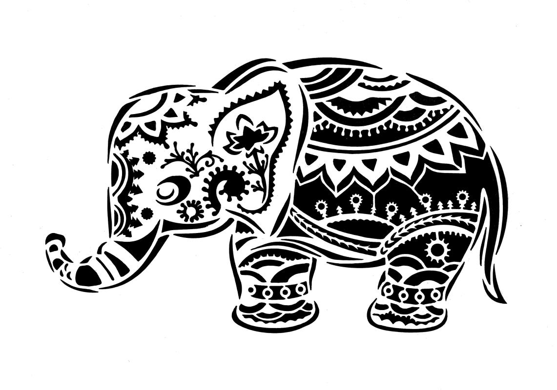 Malschablone stilisierter Elefant DIN A 4